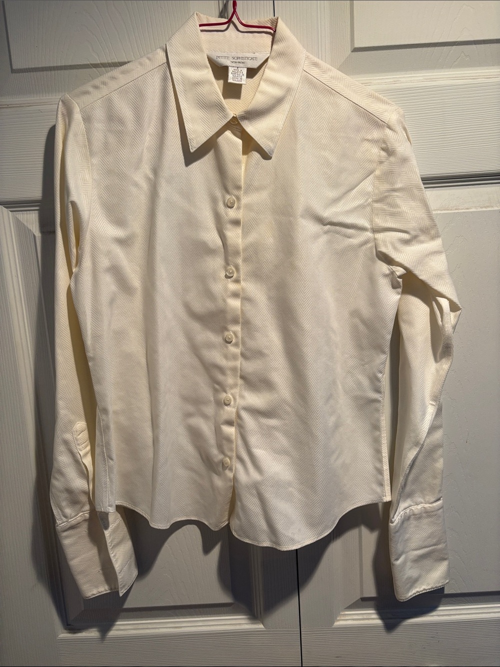 Petite Sophisticate Ivory Long-Sleeve Button Shirt